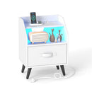 Nightstand with Power Outlets and LED Lighting by LJGDeals