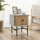 Mid-century Modern Nightstand with Sliding Doors and Storage Cabinet by LJGDeals
