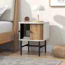 Mid-century Modern Nightstand with Sliding Doors and Storage Cabinet by LJGDeals