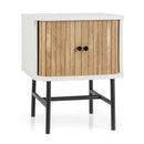 Mid-century Modern Nightstand with Sliding Doors and Storage Cabinet by LJGDeals