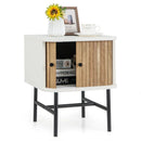 Mid-century Modern Nightstand with Sliding Doors and Storage Cabinet by LJGDeals