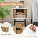 Mid-century Modern Nightstand with Sliding Doors and Storage Cabinet by LJGDeals
