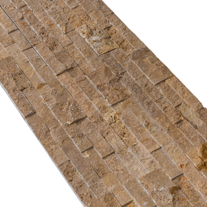 Noce Ledger 3D Panel 6"x24" Split-face Natural Travertine Wall Tile