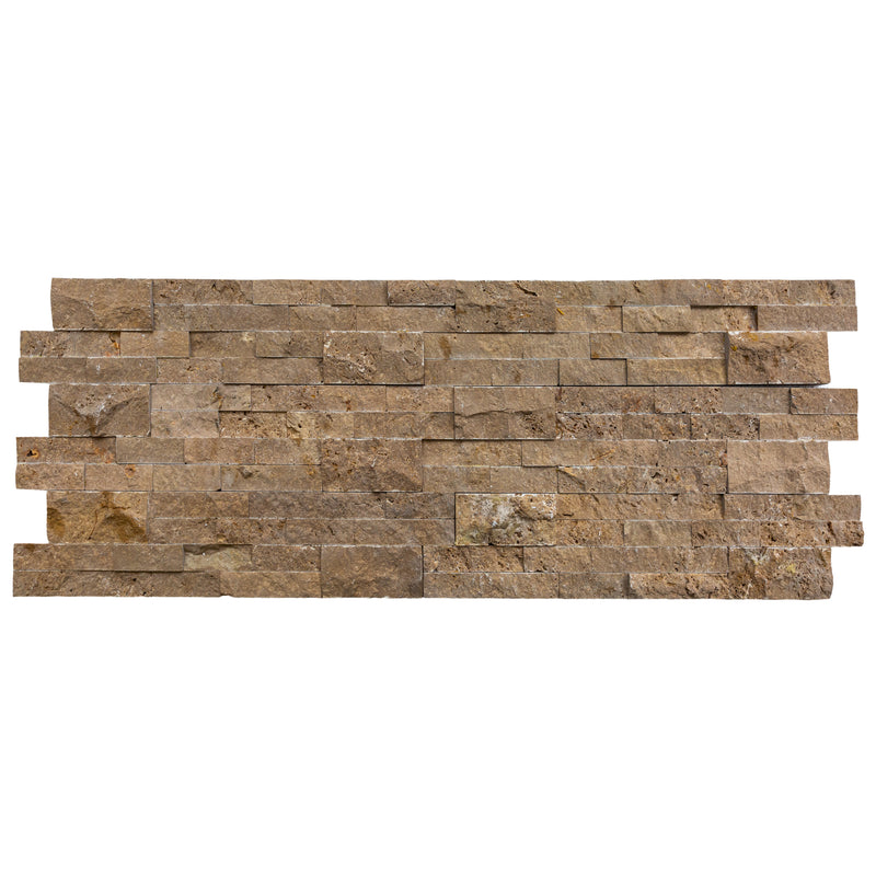Noce Brown Ledger 3D Panel 6"x24" Natural Travertine Wall Tile - Full Truckload