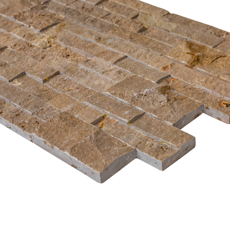 Noce Brown Ledger 3D Panel 6"x24" Natural Travertine Wall Tile - Full Truckload