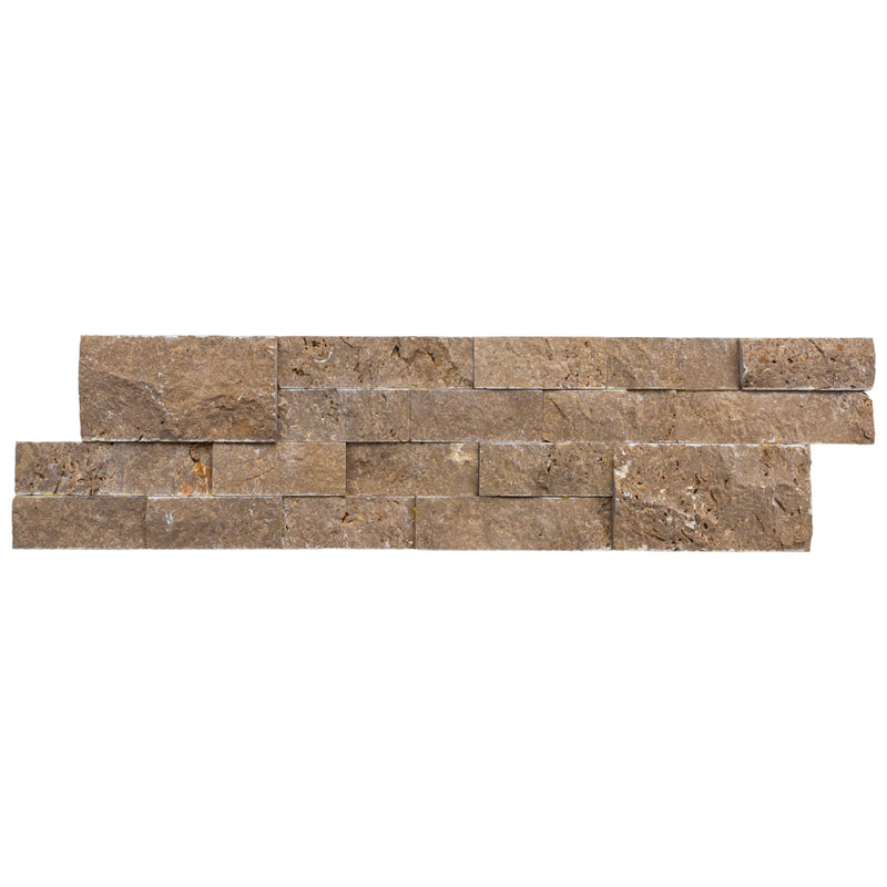 Noce Brown Ledger 3D Panel 6"x24" Natural Travertine Wall Tile - Full Truckload