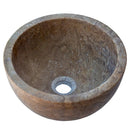 Handcrafted Round Brown Travertine Stone Vessel Sink 12.5