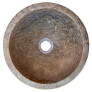 Handcrafted Round Brown Travertine Stone Vessel Sink 12.5
