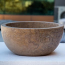 Handcrafted Round Brown Travertine Stone Vessel Sink 12.5