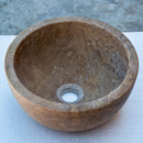 Handcrafted Round Brown Travertine Stone Vessel Sink 12.5