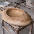 Noce Travertine Natural Stone Kayak Design Above Vanity Bathroom Vessel Sink (W)16" (L)23" (H)6" angle view