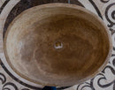Noce Brown Travertine Oval Vessel Sink 16x21 Inches Handcrafted