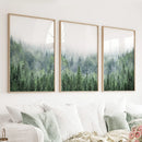 Nordic Nature Wall Art Set. Green Foggy Forest by Wall Art Set