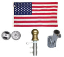 Illuminated Non Tangle Flagpole Kit w/ Flag, Adjustable Bracket, Aluminum Pole & Solar Light by Flagman of America