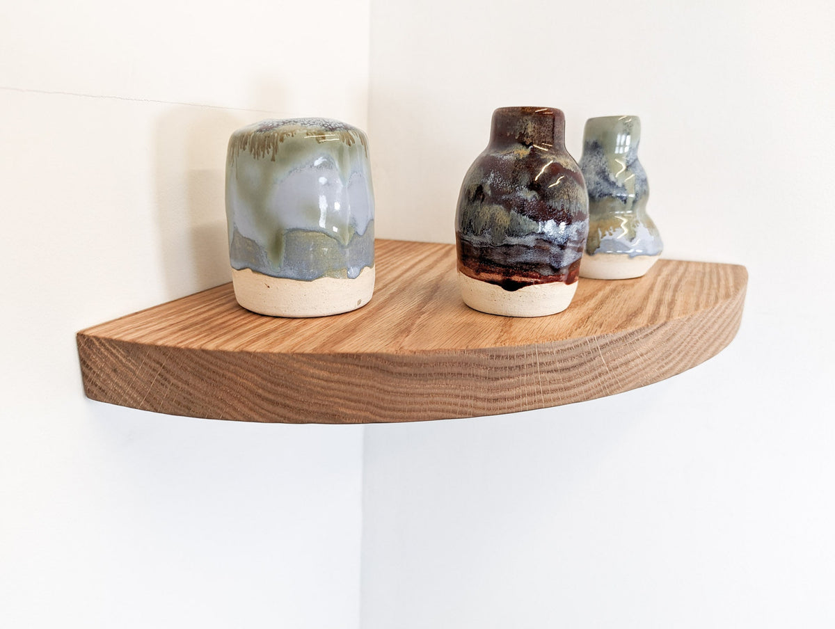 Floating Corner Shelf with Round Edge in Oak, photo 2 of 13