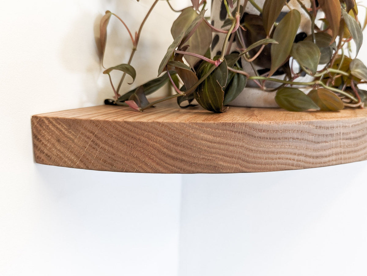 Floating Corner Shelf with Round Edge in Oak, photo 4 of 13