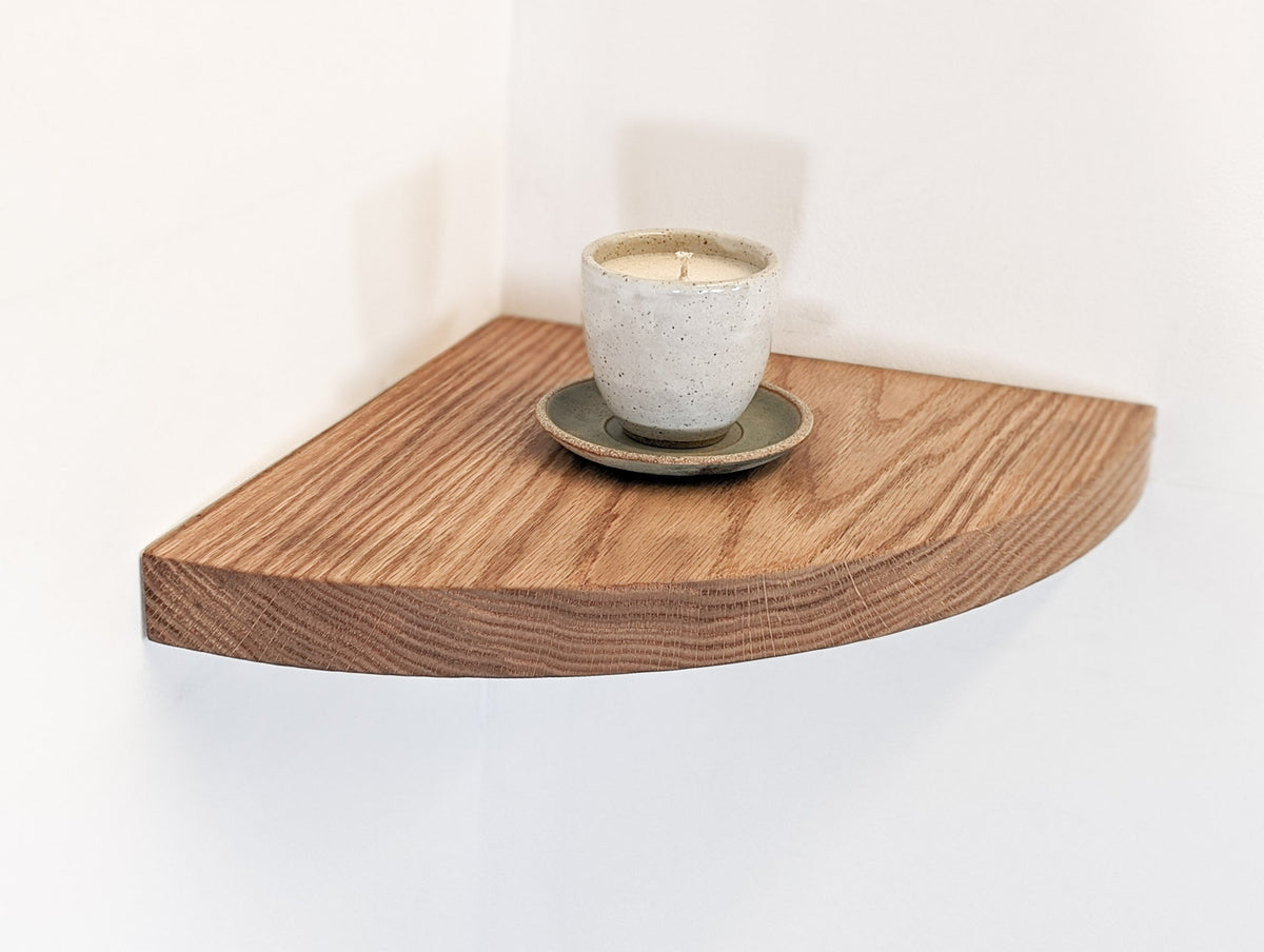 Floating Corner Shelf with Round Edge in Oak, photo 5 of 13