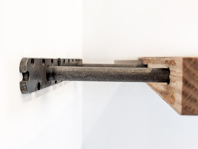 Floating Corner Shelf with Cord Hole in Oak