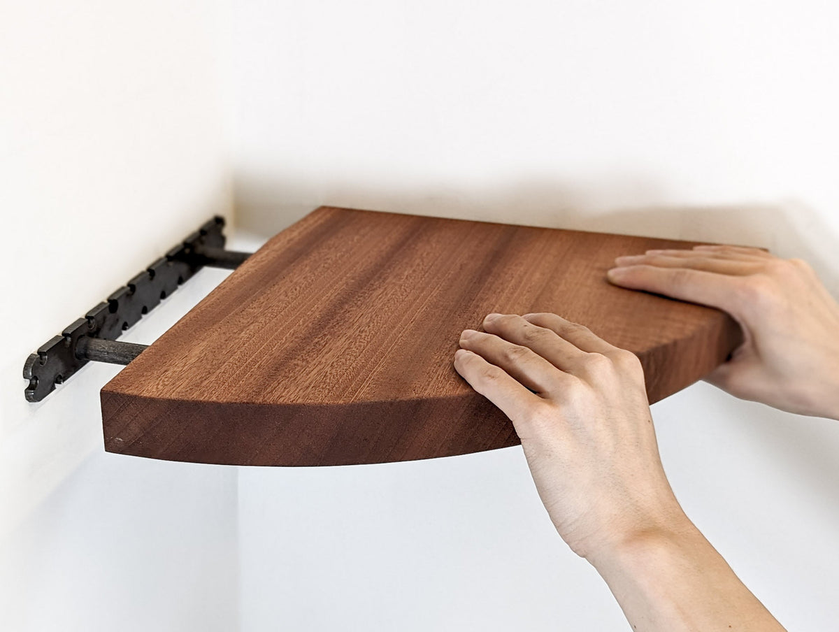 Floating Corner Shelf with Round Edge in Oak, photo 6 of 13