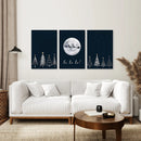 Winter Nordic Landscape Xmas Set of 3 Prints by Wall Art Set