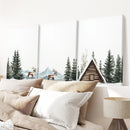Rustic Cabin, Snowy Forest Prints. 3 Piece Winter Wall Art by Wall Art Set