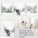 Nordic Winter Wall Art Set of 3. Snowy Forest and Moose by Wall Art Set