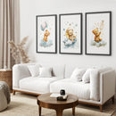 Set of 3 Teddy Bear with Balloon Print Decor Set by Wall Art Set