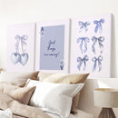 Trendy Blue Bows Preppy Poster Girly Decor Art Set by Wall Art Set