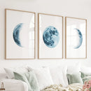 Lunar Phases. Blue Wall Art Set for Boy's Nursery by Wall Art Set