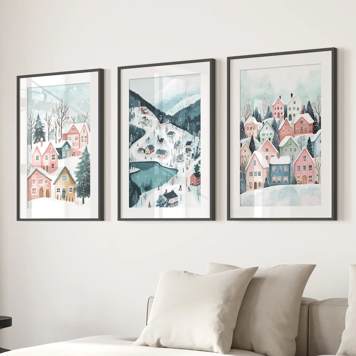 Christmas Village Cute Winter Landscape Posters, photo 3 of 10