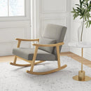Nursery Rocking Accent Chair with Rubber Wood Armrests-Natural by LJGDeals