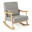 Nursery Rocking Accent Chair with Rubber Wood Armrests-Natural by LJGDeals