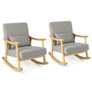 Nursery Rocking Accent Chair with Rubber Wood Armrests-Natural by LJGDeals
