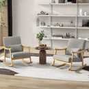 Nursery Rocking Accent Chair with Rubber Wood Armrests-Natural by LJGDeals