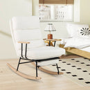 Nursery Rocking Chair Teddy Velvet Upholstered Rocking Chair-White by LJGDeals