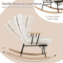 Nursery Rocking Chair Teddy Velvet Upholstered Rocking Chair-White by LJGDeals