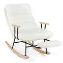 Nursery Rocking Chair Teddy Velvet Upholstered Rocking Chair-White by LJGDeals