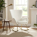 Nursery Rocking Chair with Curved Backrest and Armrests-White by LJGDeals