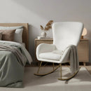 Nursery Rocking Chair with Curved Backrest and Armrests-White by LJGDeals