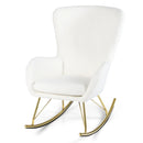 Nursery Rocking Chair with Curved Backrest and Armrests-White by LJGDeals