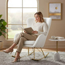 Nursery Rocking Chair with Curved Backrest and Armrests-White by LJGDeals