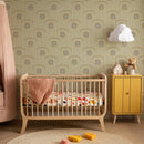 Warm Beige 70s Retro Mod Arch Geometric Wallpaper