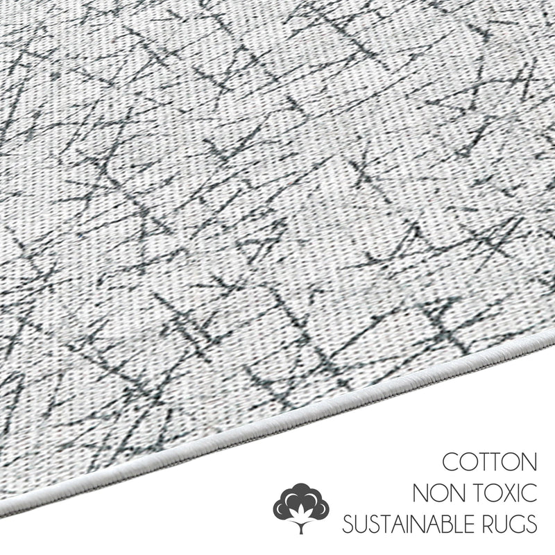 Geometric Design 2 Piece Bathroom Rugs Set | White