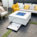 Bianco Outdoor Bianco White Fire Pit Table - Select Fuel Type