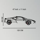 Ferrari SF90 Stradale Metal Car Wall Art with Rotating Wheels - Hybrid Hypercar Silhouette - Interactive Automotive Wall Decor - KAFMEKA135