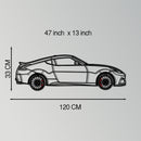 Nissan 350Z Metal Car Wall Art with Rotating Wheels - JDM Fairlady Z33 Silhouette - Interactive Automotive Wall Decor - KAFMEKA153