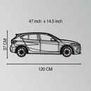 BMW 135i F40 Metal Car Wall Art with Rotating Wheels - M Performance Hatchback Silhouette - Interactive Automotive Decor - KAFMEKA102