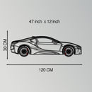 BMW i8 Metal Car Wall Art with Rotating Wheels - Futuristic Hybrid Supercar Silhouette - Interactive Automotive Decor - KAFMEKA106