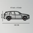 BMW X3 Metal Car Wall Art with Rotating Wheels - Modern SAV Silhouette Decor - Interactive Automotive Wall Art - KAFMEKA110