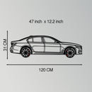 BMW 750i Metal Car Wall Art with Rotating Wheels - Luxury Executive Sedan Silhouette - Interactive Automotive Wall Decor - KAFMEKA104